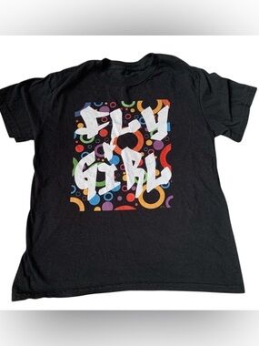 🎆🎇3for$9 Girls Fly Girl 90s graphic t-shirt- size M- black base